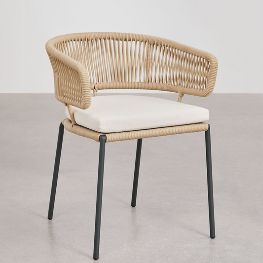 Ricky Dining Chair in Iron and Braided Rope