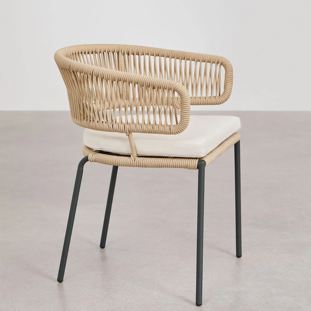 Ricky Dining Chair in Iron and Braided Rope