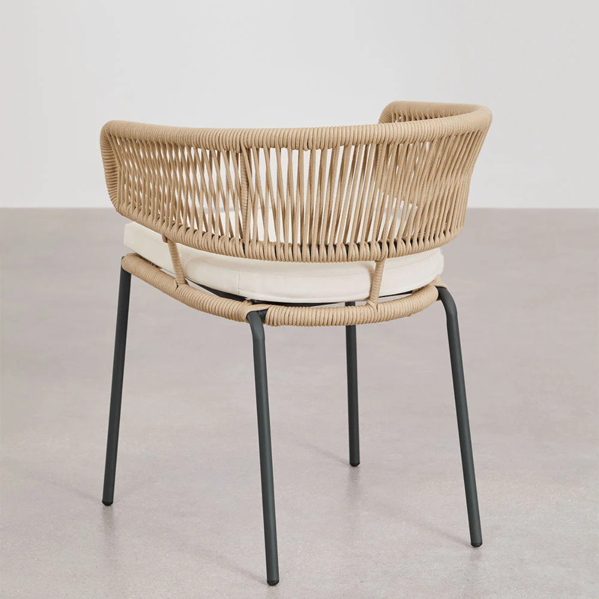 Ricky Dining Chair in Iron and Braided Rope