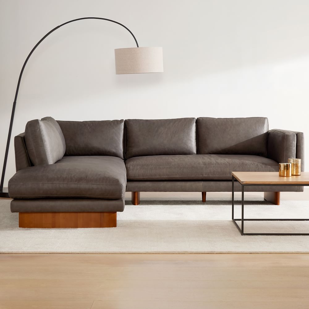 Corbin Leather 2-Piece Bumper Chaise Sectional Furniture BoutiQ