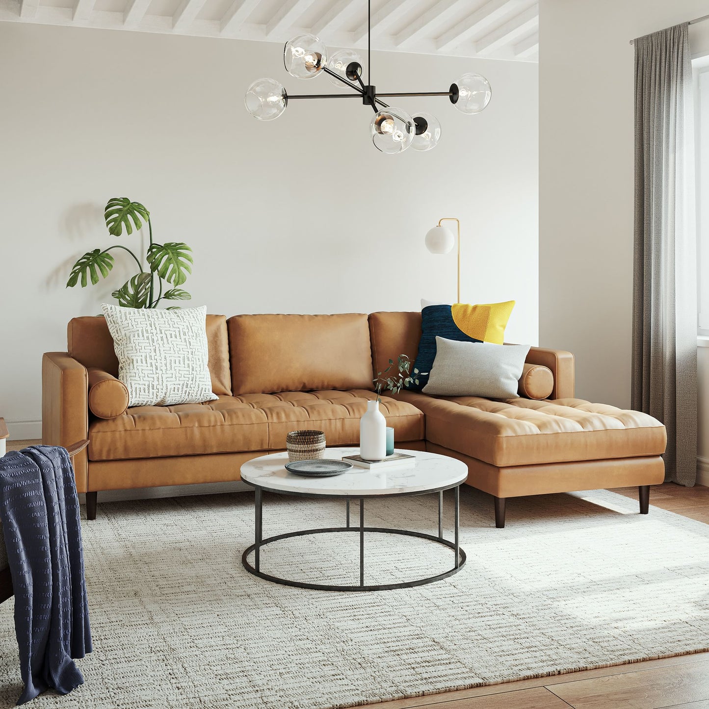Isaias Leather 2-Piece Chaise Sectional Furniture BoutiQ