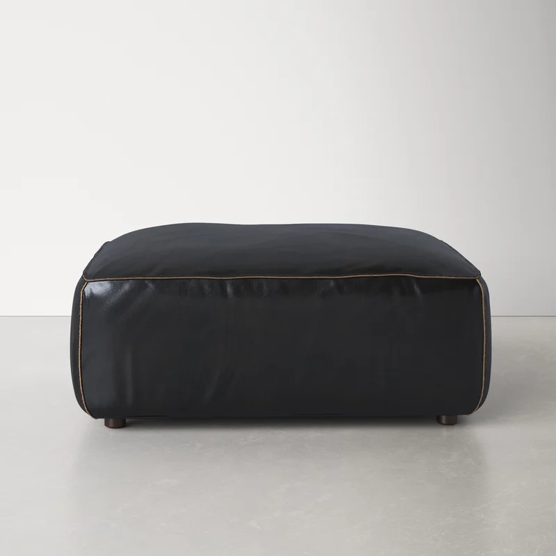 Jamie Leather Ottoman