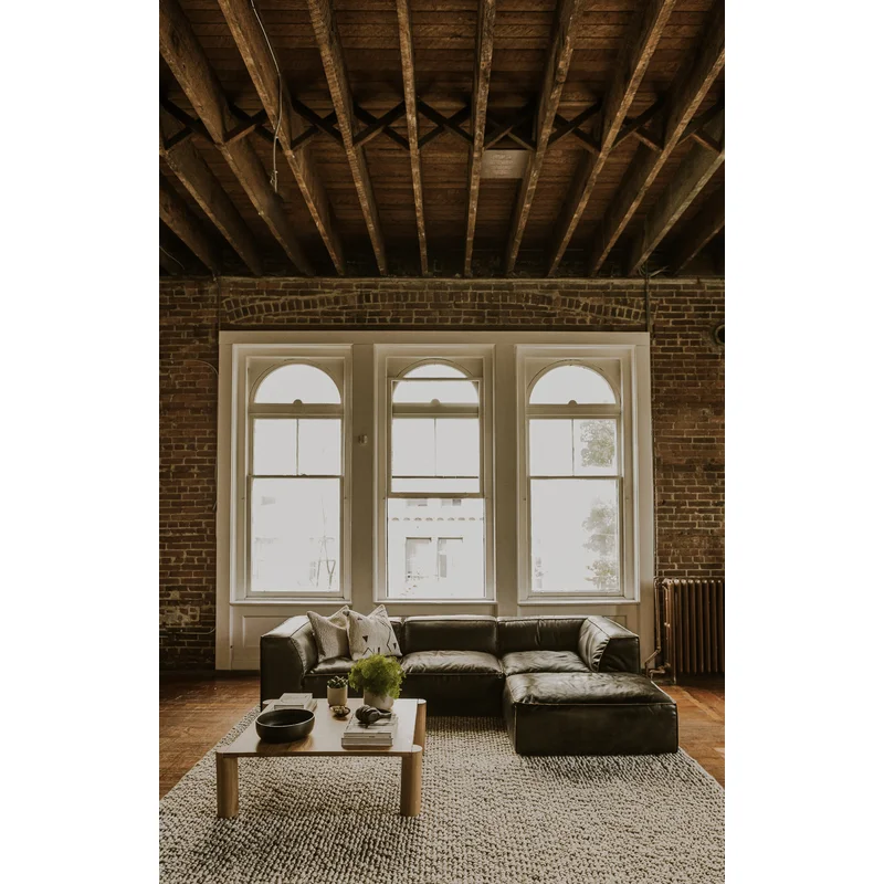 Jamie Leather Ottoman