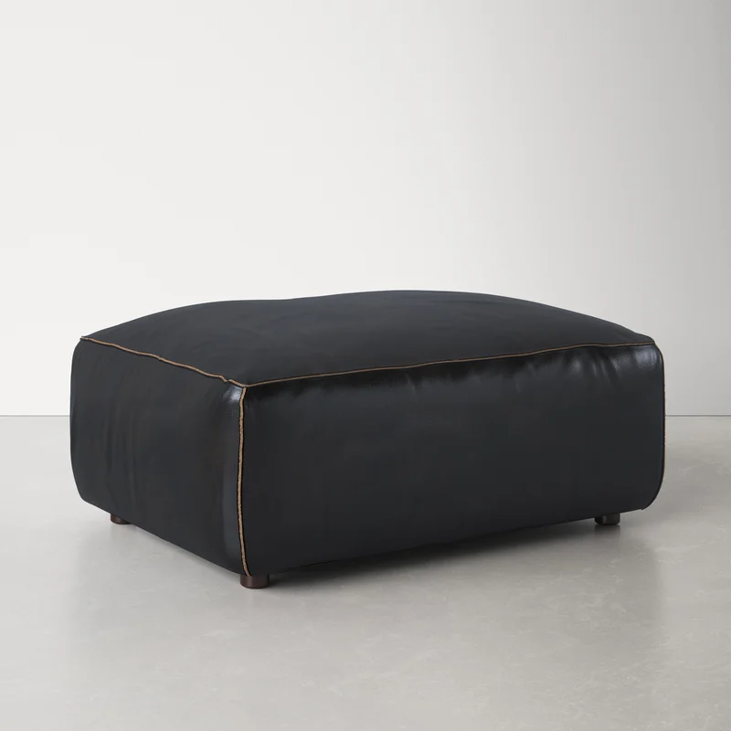 Jamie Leather Ottoman
