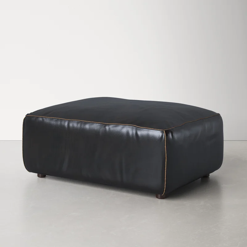 Jamie Leather Ottoman