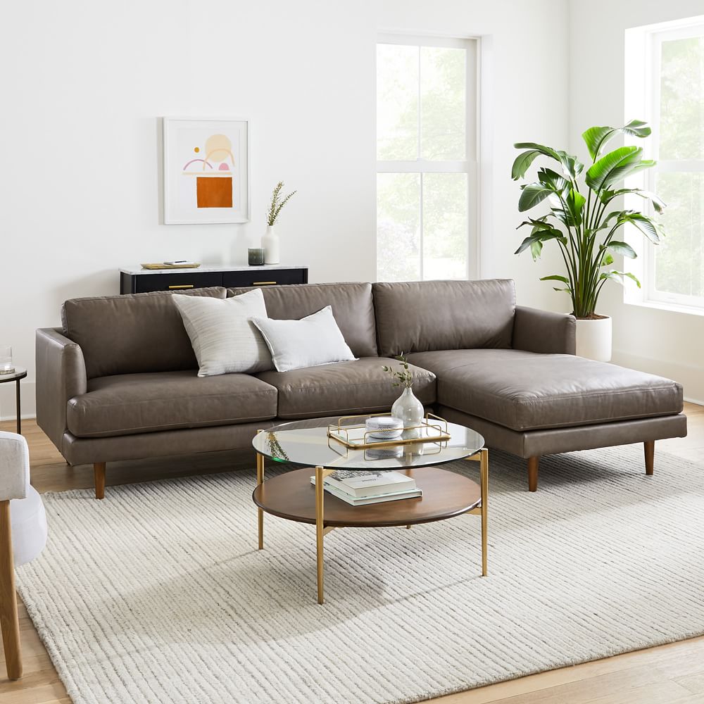 Titus Loft Leather 2-Piece Chaise Sectional Furniture BoutiQ