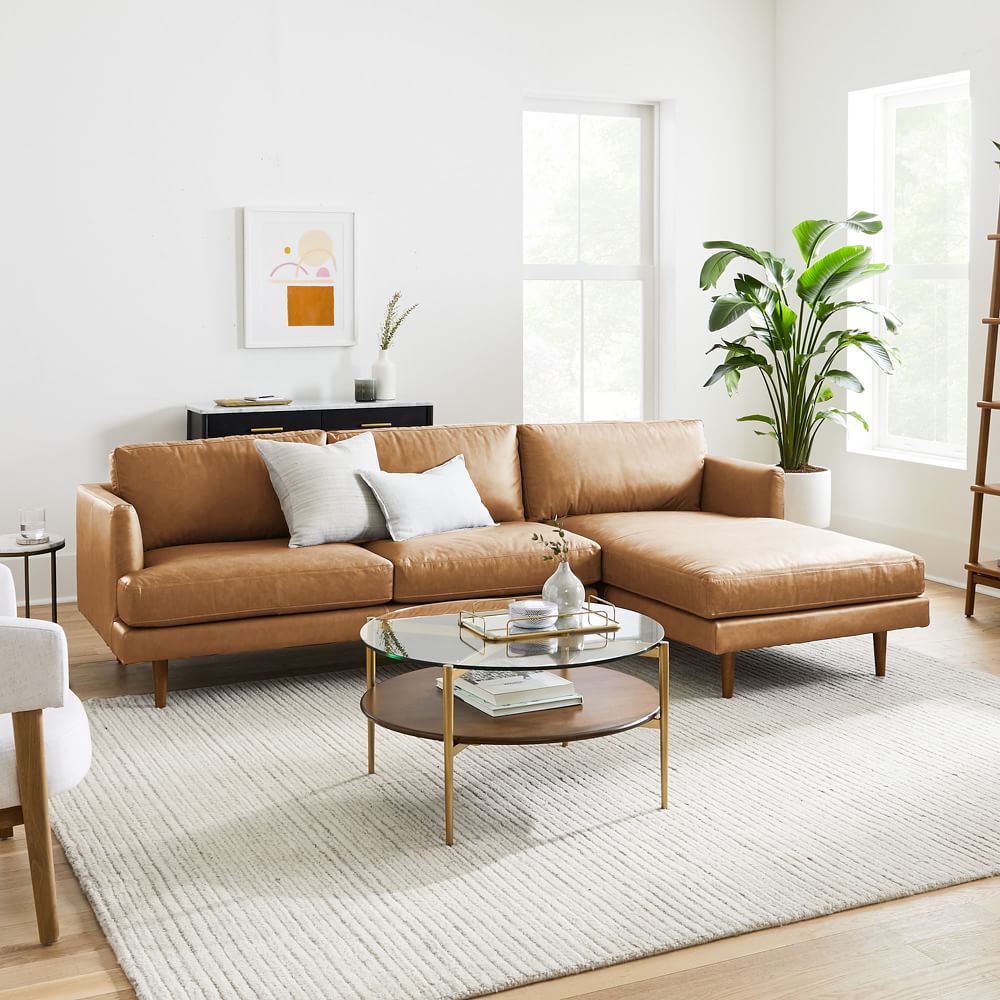 Titus Loft Leather 2-Piece Chaise Sectional Furniture BoutiQ