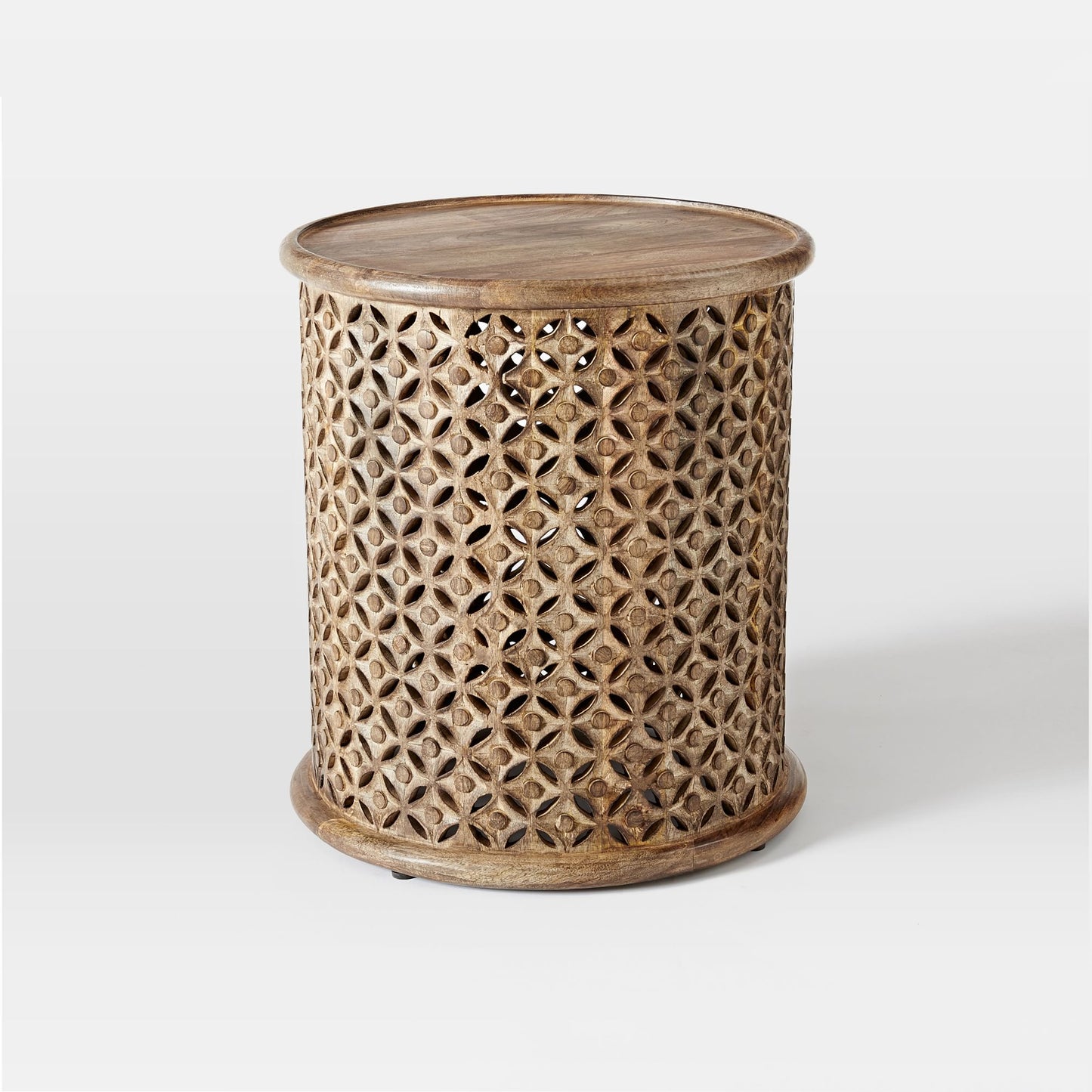 Drake Carved Wood Side Table
