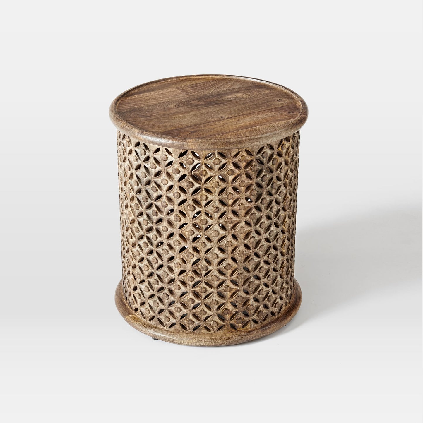 Drake Carved Wood Side Table