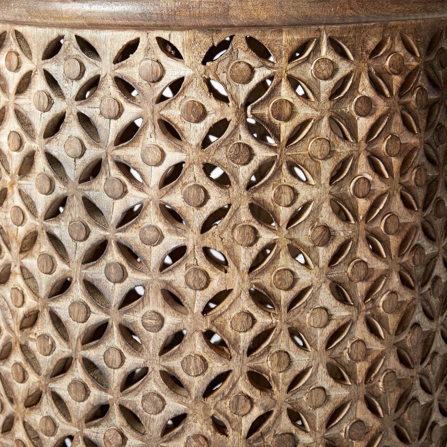 Drake Carved Wood Side Table