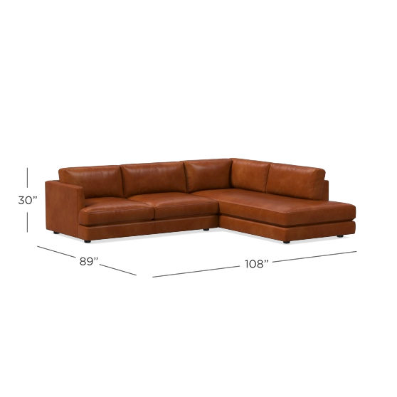 Case Leather 2-Piece Bumper Chaise Sectional