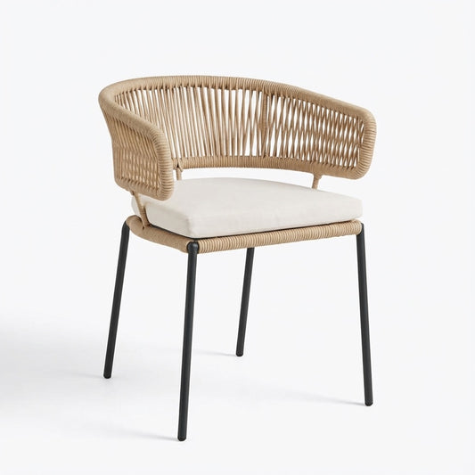 Ricky Dining Chair in Iron and Braided Rope