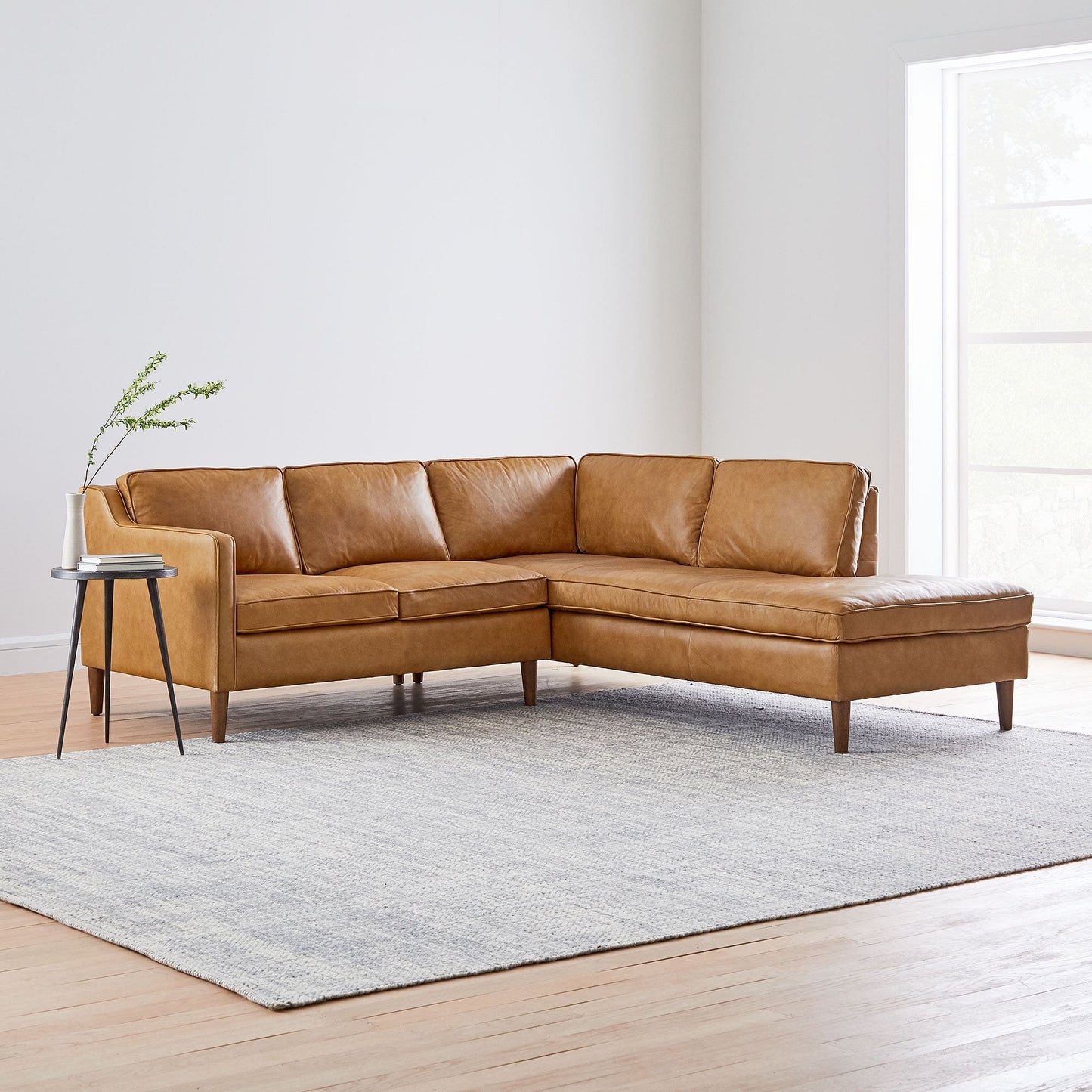 Colter Leather 2-Piece Bumper Chaise Sectional