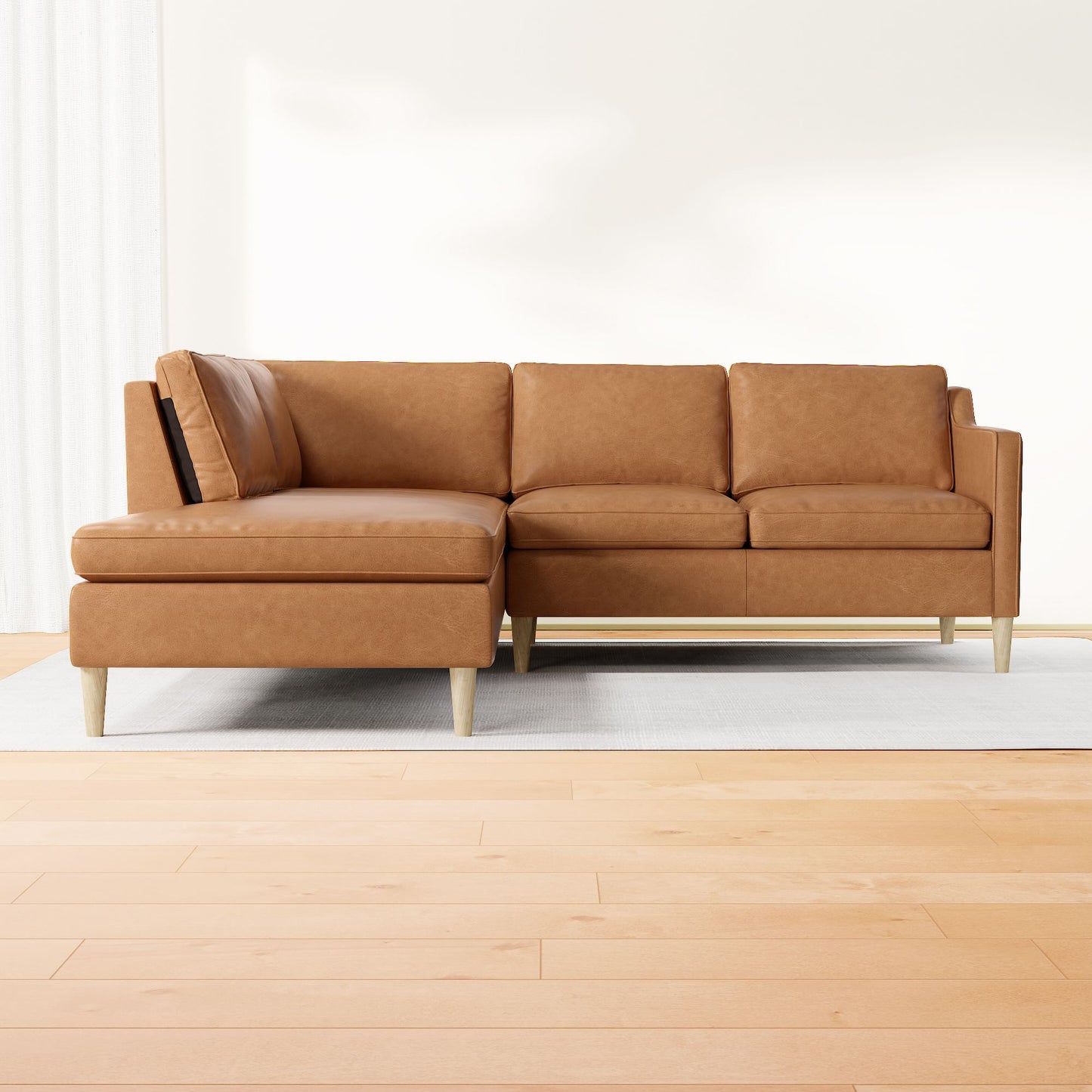 Colter Leather 2-Piece Bumper Chaise Sectional