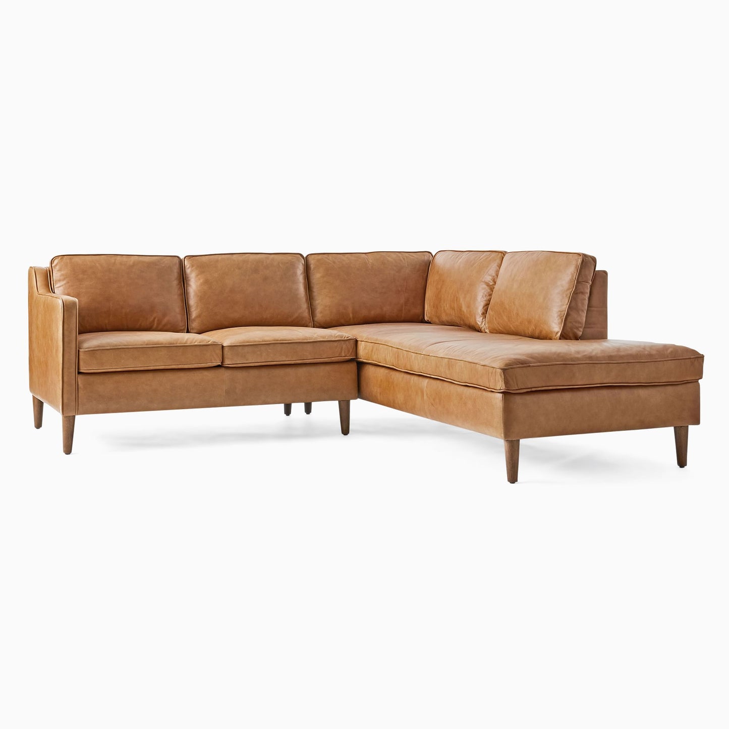 Colter Leather 2-Piece Bumper Chaise Sectional