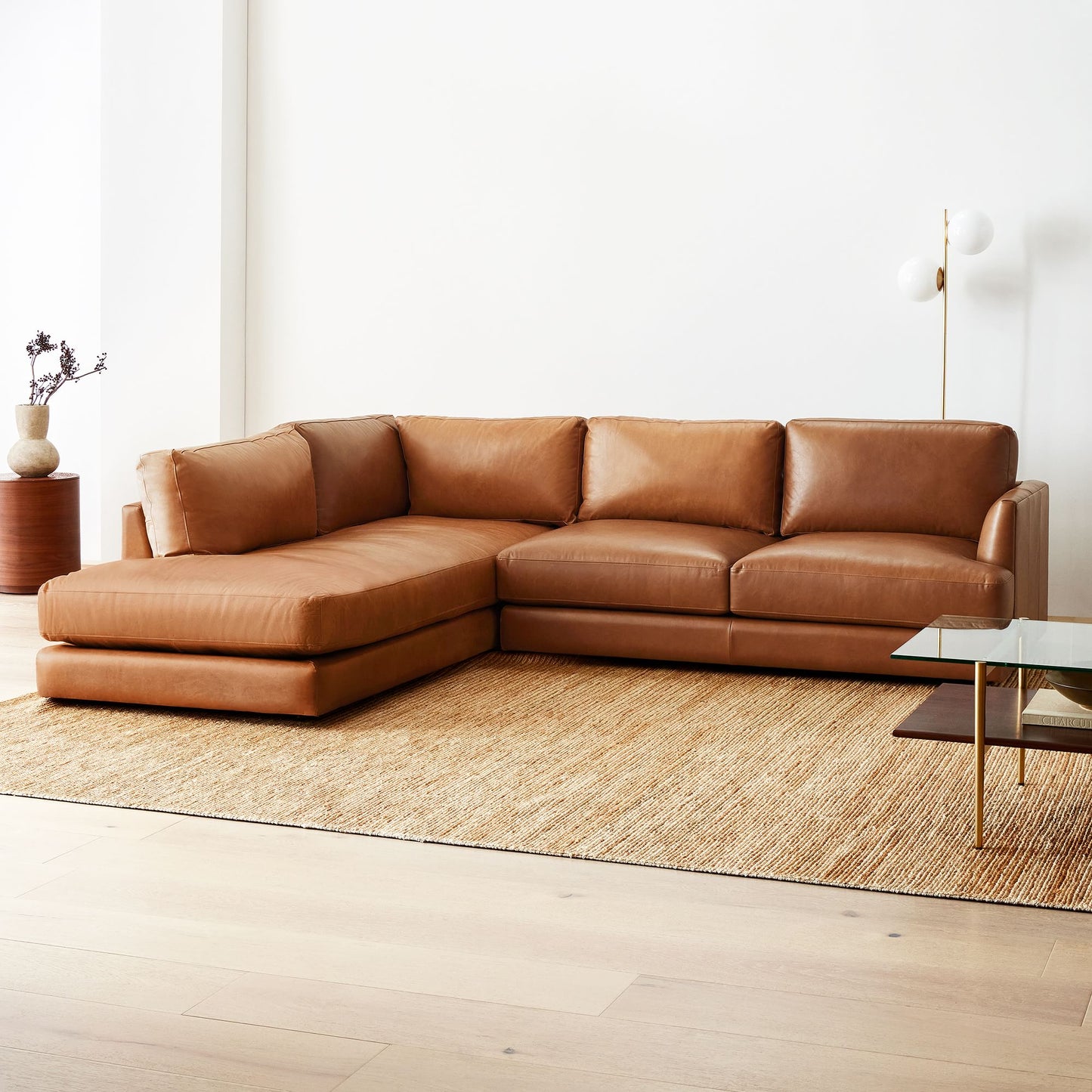Case Leather 2-Piece Bumper Chaise Sectional