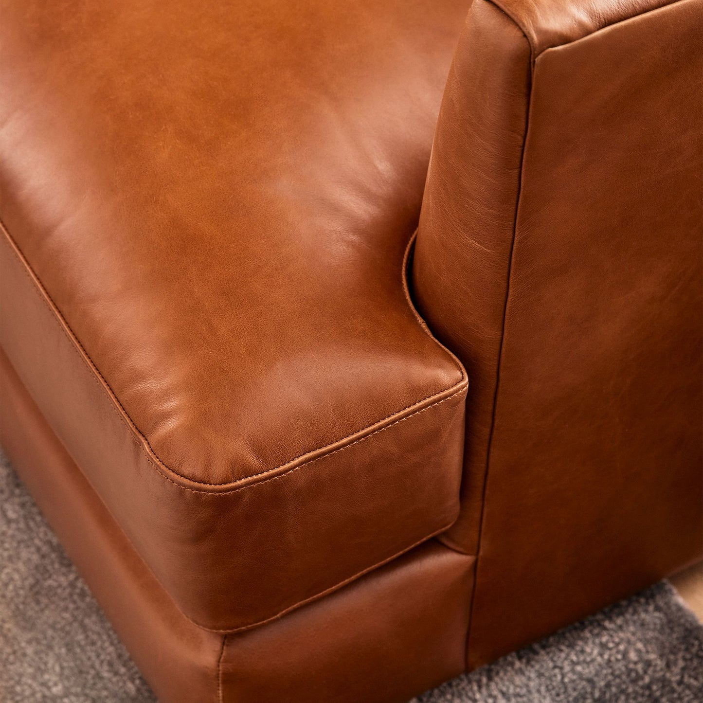 Case Leather 2-Piece Bumper Chaise Sectional