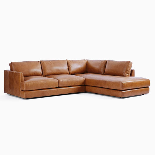 Case Leather 2-Piece Bumper Chaise Sectional