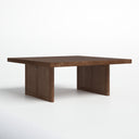 Lachlan square dark wood coffee table three-quarter studio angle view showcasing dark cane legs