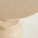 Close up angle view of Mylo side table top showing smooth light oak wood grain texture