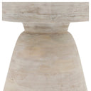 Drum Wooden Accent Table - Briar cylindrical side table with a distressed white wood finish, highlighting its round top and pedestal base.