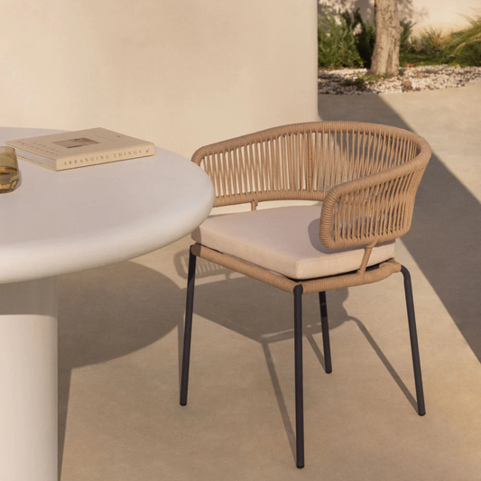 Ricky Dining Chair in Iron and Braided Rope