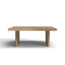 Lachlan square solid wood coffee table straight side profile view with cane panel legs