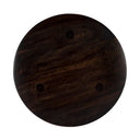 Top down view of Ozzy round end table showing black dark espresso wood grain surface