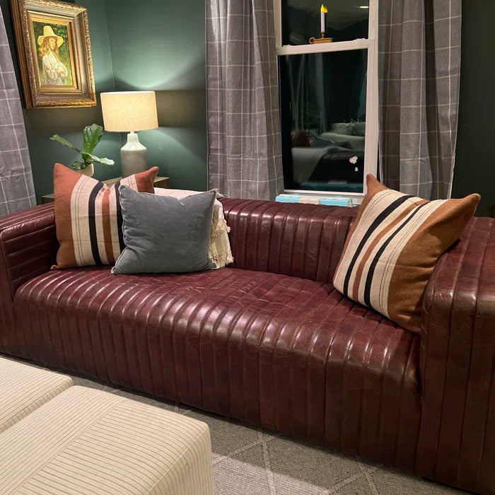 Orlando Genuine Leather Square Arm Chesterfield Sofa – live photo 2