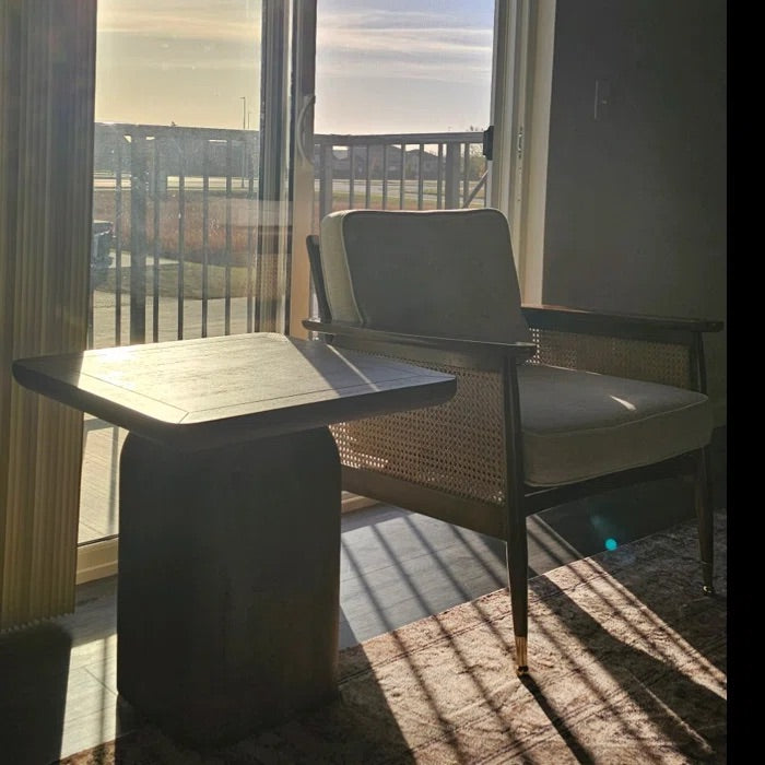 Maximo Solid Wood Pedestal End Table – live photo 1