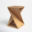 Legacy solid wood geometric abstract end table alternative three-quarter studio view