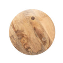 Top down view of Ozzy round end table showing light mango wood grain surface