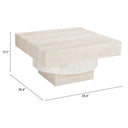 Ben square cream coffee table dimensions diagram showing height and width measurements