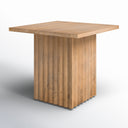Aron square solid wood end table three-quarter studio view showcasing fluted pedestal base