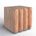 Keaton solid wood square end table three-quarter studio view showcasing fluted pillar block base