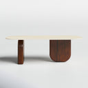 Ricky oval concrete coffee table straight-on side profile view on white studio background