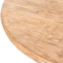 Close-up of the Hugh Dining Table tabletop, showing the natural wood grain, rustic texture, rounded edge, and subtle knots.