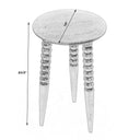 Ozzy solid mango wood round end table blueprint dimensions diagram showing 23.5 inch height measurements