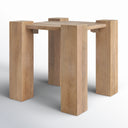 Junior square light oak solid wood end table three-quarter studio view showcasing thick block legs