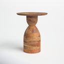 Salvador natural mango wood hourglass sculptural end table side studio view
