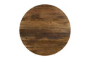 Top down view of Rey round coffee table showing natural dark walnut wood grain tabletop
