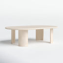 Jefferson oval light wood coffee table three-quarter studio view showcasing curved slab legs