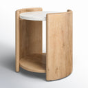 Casen round marble top end table alternative three-quarter studio view