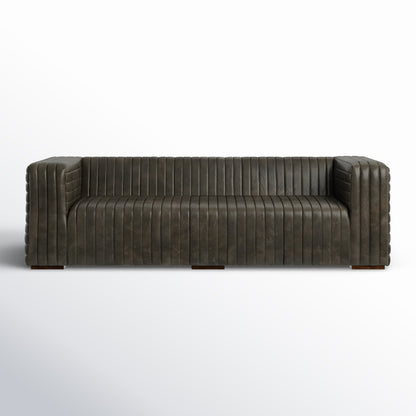 Orlando Genuine Leather Square Arm Chesterfield Sofa