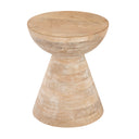 Joziah natural white washed solid wood hourglass sculptural end table side studio view