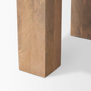 Close up view of Junior end table base showing thick light oak wood block leg texture