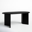 Byron Oval 6 Seater Dining Table in black finish shown against a white background, featuring an oval tabletop and two solid panel legs.