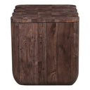 Keaton dark brown solid wood square end table alternative straight side view showcasing flat solid panel