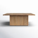 Davian square solid wood coffee table front view on white background