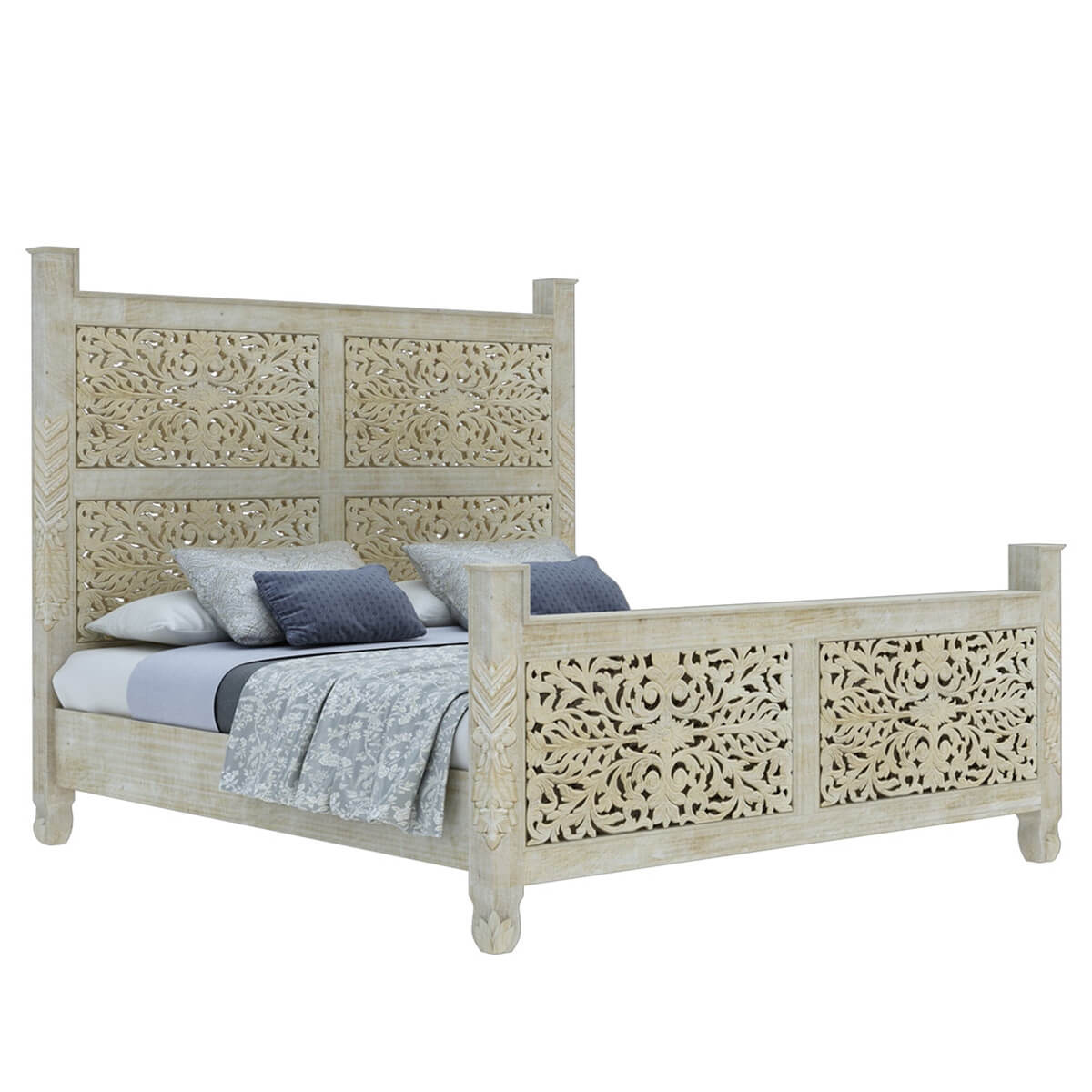 Callahan Solid Wood Hand Carved Platform Bed